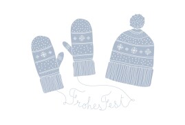 Weihnachtskarten Winter im Warmen (Klappkarte) Blau