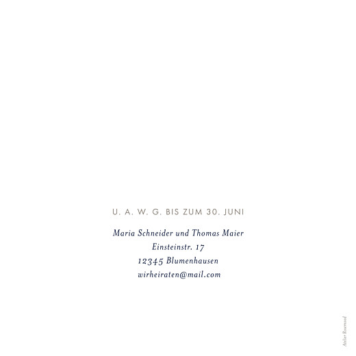 Hochzeitseinladung Blütenblätter blau Hochzeitseinladung Blütenblätter blau