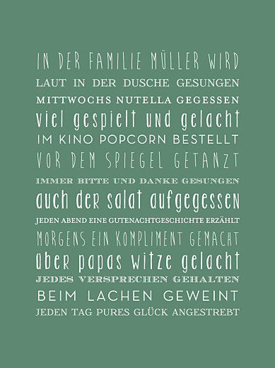 Poster groß Unsere Familie Grün - Vorderseite