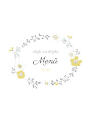 Menükarten Taufe Blumenkrone Gelb