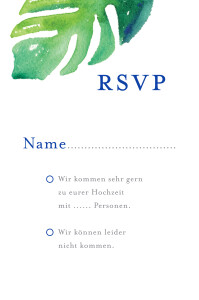 Antwortkarte Hochzeit Acapulco Weiß & Grün Antwortkarte Hochzeit Acapulco Weiß & Grün