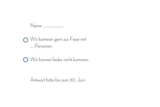 Antwortkarte Hochzeit Floralie Blau - Rückseite Antwortkarte Hochzeit Floralie Blau - Rückseite
