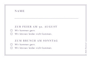 Antwortkarte Hochzeit Sonett Sand & Blau Violett Antwortkarte Hochzeit Sonett Sand & Blau Violett