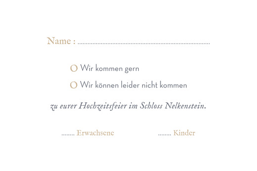 Antwortkarte Hochzeit Schleier Grau - Rückseite Antwortkarte Hochzeit Schleier Grau - Rückseite