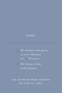Antwortkarte Hochzeit Liebesbotschaft (gold) klein blau Antwortkarte Hochzeit Liebesbotschaft (gold) klein blau