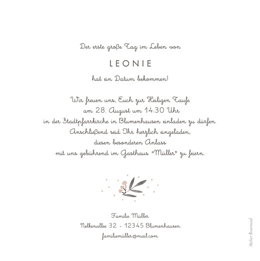 Taufeinladung Kleine zweige rosa - Seite 2 Taufeinladung Kleine zweige rosa - Seite 2