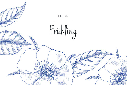 Tischkarten Hochzeit Floralie Blau - Vorderseite Tischkarten Hochzeit Floralie Blau - Vorderseite
