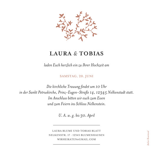 Hochzeitseinladung Zarte poesie (gold) rot Hochzeitseinladung Zarte poesie (gold) rot