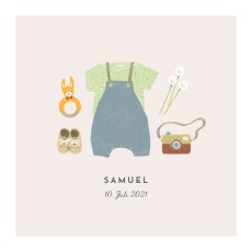 Geburtskarten Sommeroutfit Blau