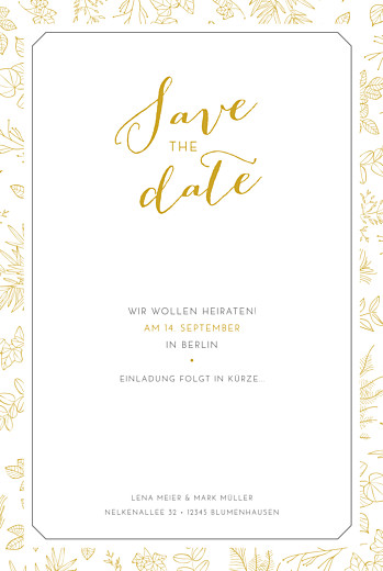 Save-the-Date Karte Feine blätter gelb Save-the-Date Karte Feine blätter gelb