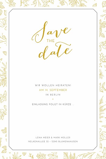 Save-the-Date Karte Feine blätter gelb - Seite 2 Save-the-Date Karte Feine blätter gelb - Seite 2