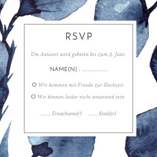 Antwortkarte Hochzeit Blütenblätter Blau