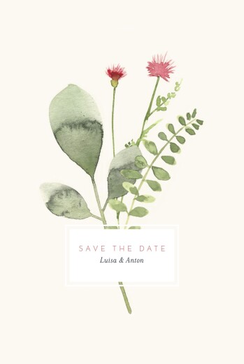 Save-the-Date Karten Blumen Aquarell Beige - Vorderseite