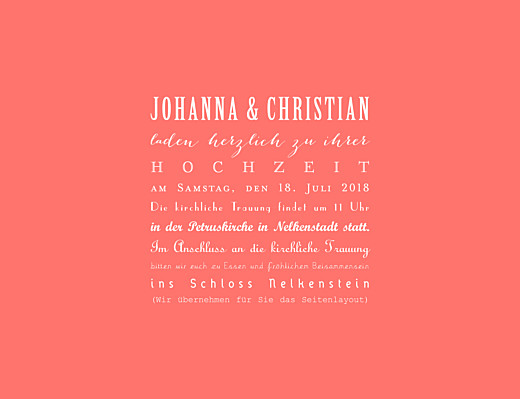Hochzeitseinladungen Der schönste Tag Korallen - Seite 3 Hochzeitseinladungen Der schönste Tag Korallen - Seite 3