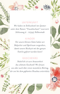 Beilegekarte Blumen Aquarell hoch Beige Beilegekarte Blumen Aquarell hoch Beige