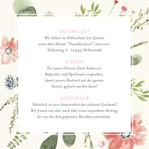 Beilegekarte Blumen Aquarell Beige Beilegekarte Blumen Aquarell Beige