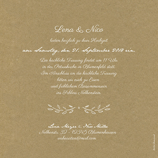 Hochzeitseinladungen Lyrik Sand - Rückseite Hochzeitseinladungen Lyrik Sand - Rückseite