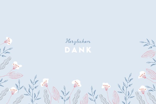 Dankeskarten Freudenflug Blau - Vorderseite Dankeskarten Freudenflug Blau - Vorderseite