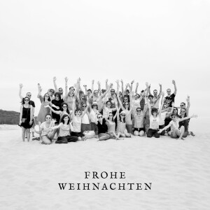 Weihnachtskarten geschäftlich Goldrahmen blau