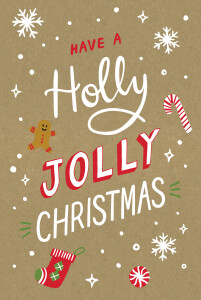 Weihnachtskarten Holly Jolly Klappkarte Kraft