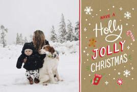 Weihnachtskarten Holly Jolly Kraft