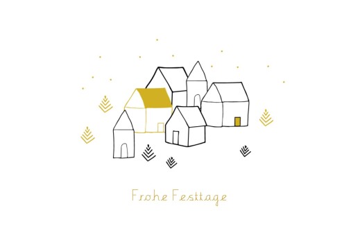 Weihnachtskarten Weihnachtsdorf (Klappkarte) Gelb - Seite 1 Weihnachtskarten Weihnachtsdorf (Klappkarte) Gelb - Seite 1