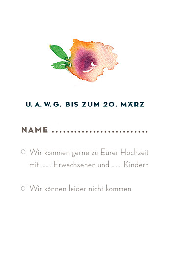Antwortkarte Hochzeit Bloom (Hoch) Beige - Rückseite Antwortkarte Hochzeit Bloom (Hoch) Beige - Rückseite