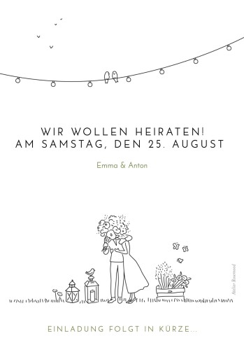 Save-the-Date Karten Sommerhochzeit Foto Weiß - Rückseite