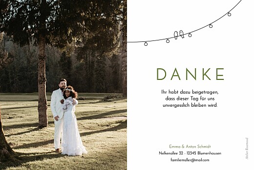 Dankeskarten Hochzeit Sommerhochzeit Weiß - Rückseite Dankeskarten Hochzeit Sommerhochzeit Weiß - Rückseite