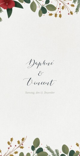 Menükarte Hochzeit Daphné (Klappkarte) Winter - Seite 1 Menükarte Hochzeit Daphné (Klappkarte) Winter - Seite 1
