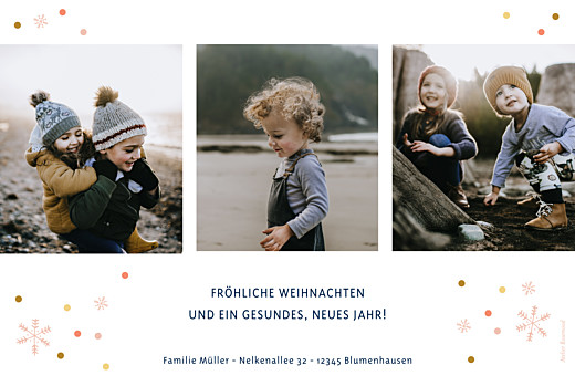 Weihnachtskarten Neujahrsschnee Blau - Rückseite Weihnachtskarten Neujahrsschnee Blau - Rückseite