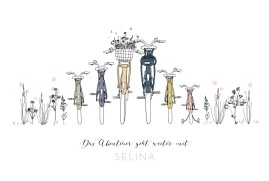 Geburtskarten 6 Fahrräder Rosa