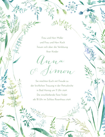 Hochzeitseinladungen Sommerwiese hoch grün Hochzeitseinladungen Sommerwiese hoch grün