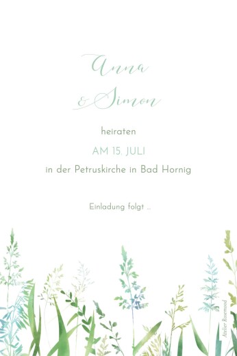 Save-the-Date Karten Sommerwiese Grün - Rückseite Save-the-Date Karten Sommerwiese Grün - Rückseite