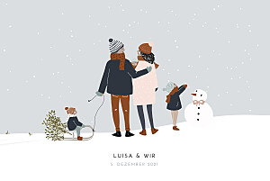 Geburtskarten grau winter family (3 kinder) 2 Geburtskarten grau winter family (3 kinder) 2
