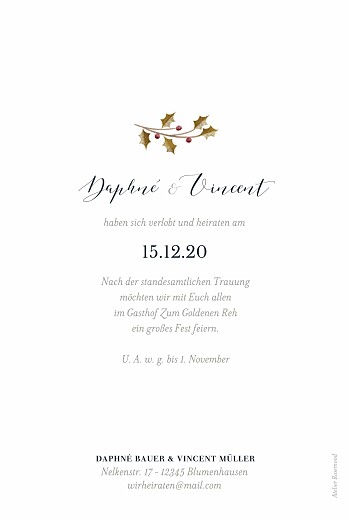 Hochzeitseinladungen Daphné Foto Winter - Rückseite Hochzeitseinladungen Daphné Foto Winter - Rückseite