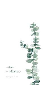 Menükarte eucalyptus weiss Menükarte eucalyptus weiss
