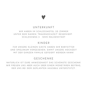 Beilegekarte elegant herz weiß Beilegekarte elegant herz weiß