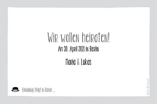 Save-the-Date Karten Gentleman - Rückseite Save-the-Date Karten Gentleman - Rückseite