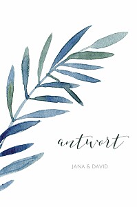 Antwortkarte hochzeit zweige aquarell blau Antwortkarte hochzeit zweige aquarell blau