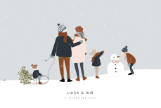 Geburtskarten Winter family (4 Kinder) 1