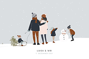 Geburtskarten grau winter family (4 kinder) 2 Geburtskarten grau winter family (4 kinder) 2