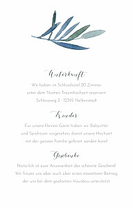 Beilegekarte zweige aquarell blau Beilegekarte zweige aquarell blau