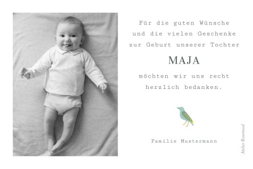 Dankeskarten Paradiesvogel weiß - Seite 2 Dankeskarten Paradiesvogel weiß - Seite 2