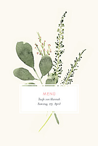 Menükarten taufe blumen aquarell beige Menükarten taufe blumen aquarell beige