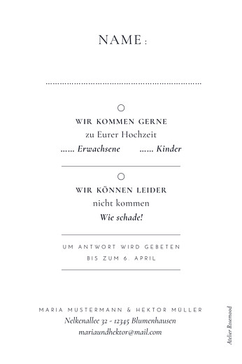Antwortkarte Hochzeit Pailletten hoch blau - Seite 2 Antwortkarte Hochzeit Pailletten hoch blau - Seite 2