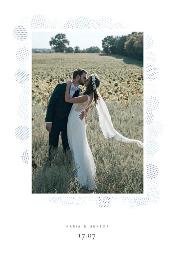 Dankeskarten Hochzeit Pailletten Blau - Vorderseite Dankeskarten Hochzeit Pailletten Blau - Vorderseite