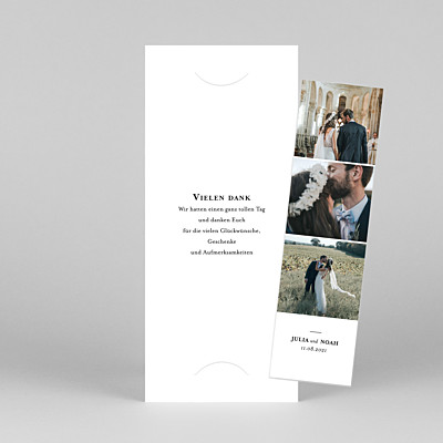 Dankeskarten hochzeit mit 2 fotos und mehr essenziell (fotostreifen) weiß Dankeskarten hochzeit mit 2 fotos und mehr essenziell (fotostreifen) weiß
