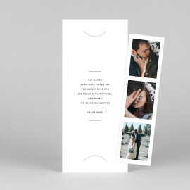 Dankeskarten Hochzeit Stilvoll Modern (Fotostreifen) Weiß