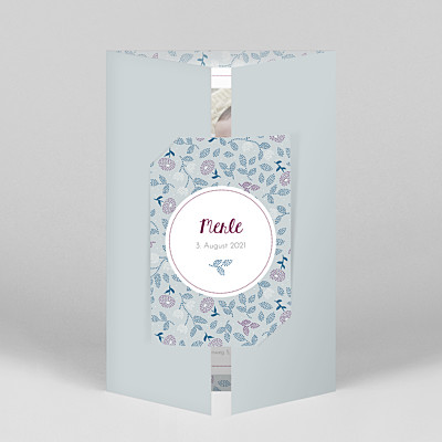 Geburtskarten violett florale stickerei (duo hoch) blau Geburtskarten violett florale stickerei (duo hoch) blau